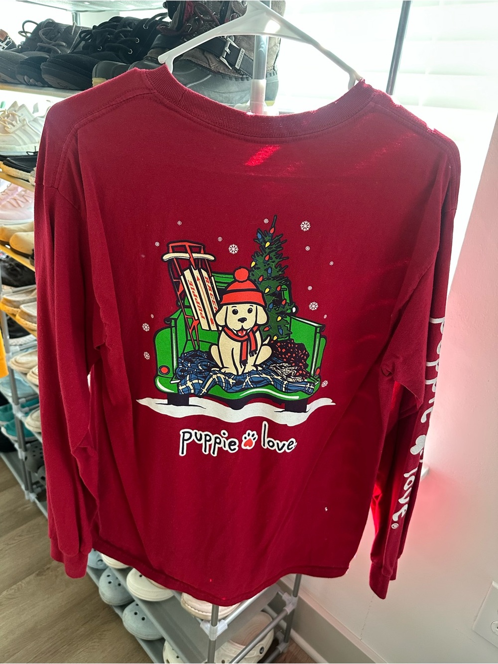 Puppie Love Red Holiday Long Sleeve Tee